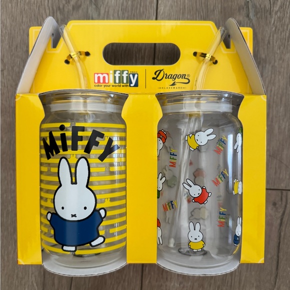 miffy Other - Miffy Party Glass Set with Straws - Yellow and Multicolor